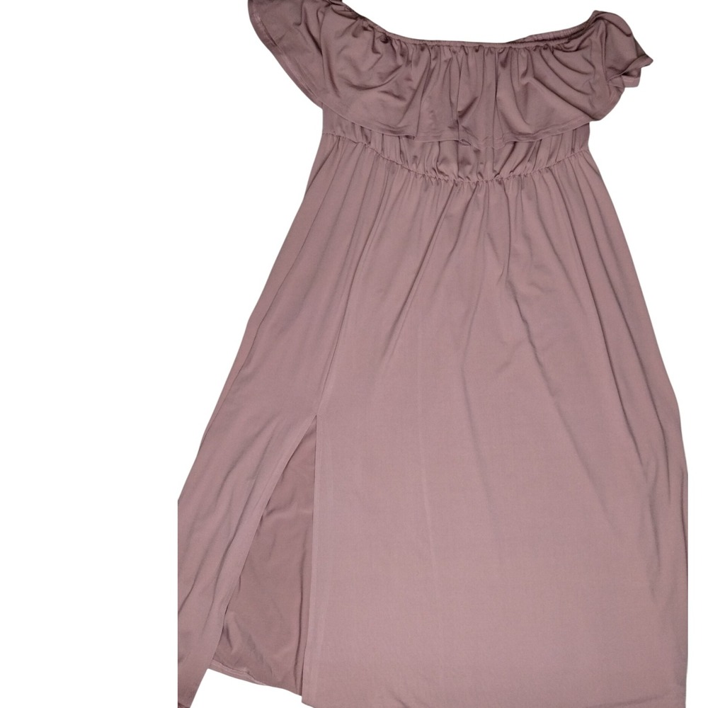 Scomchic Maxi Dress Off Shoulder Ruffle Slit Evening Party 4XL Pretty‎ in Pink